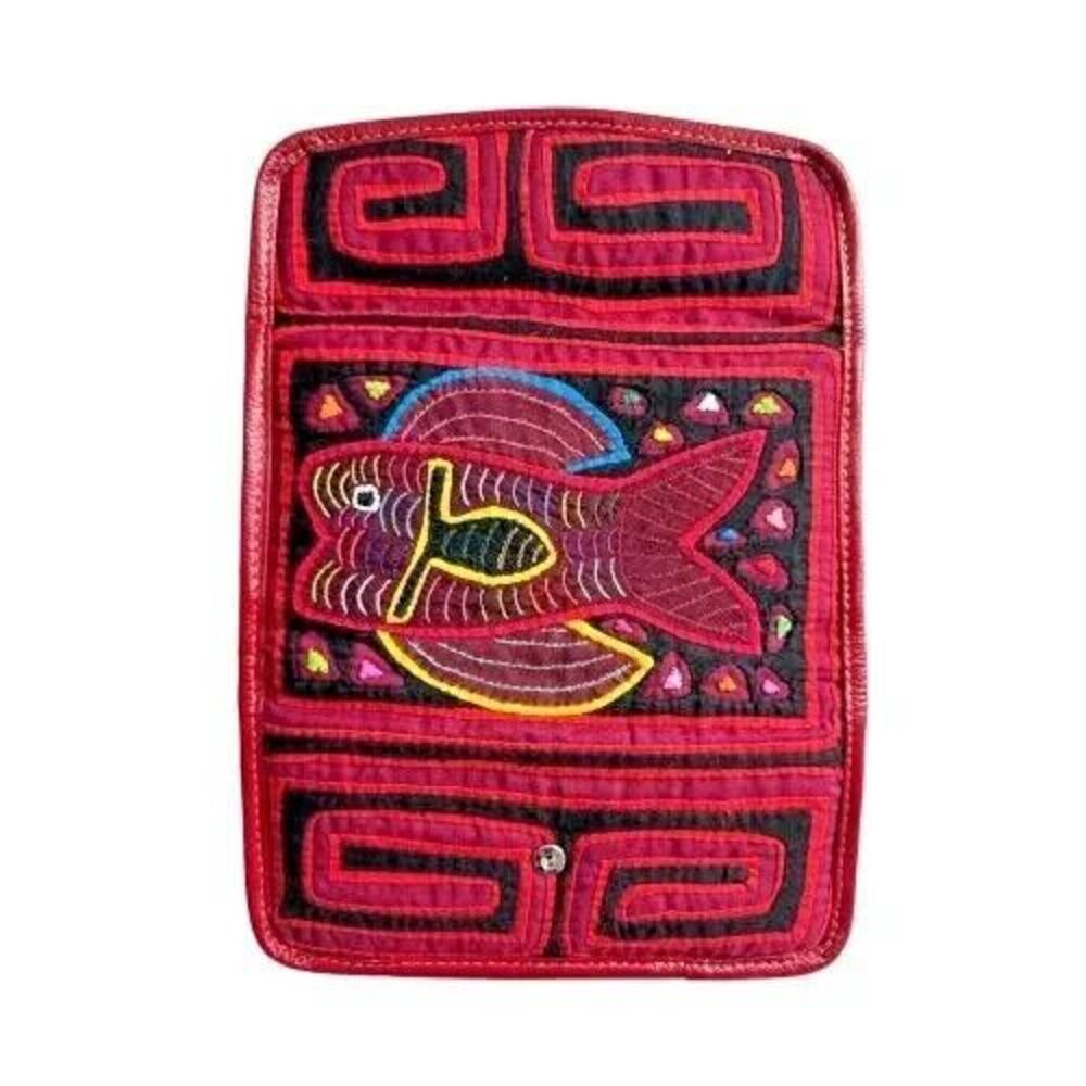 Unique Artisan Handmade‎ Mola Wallet Large - Arte Kuna Colombia 100% Leather - Picture 3 of 5